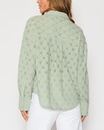 Sage % Amber Eyelet Button Down Top-4