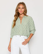 Sage % Amber Eyelet Button Down Top-6