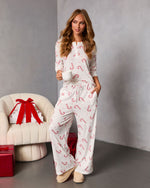 Candy Cane Lane Printed Pajama Set