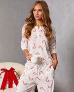 Candy Cane Lane Printed Pajama Set