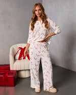 Candy Cane Lane Printed Pajama Set