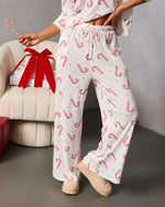 Candy Cane Lane Printed Pajama Set