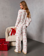 Candy Cane Lane Printed Pajama Set