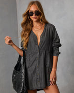 Follow Me Shift Denim Shirt Dress