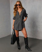 Follow Me Shift Denim Shirt Dress