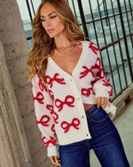 Winter Willow Bow Print Cardigan