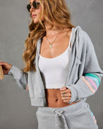 Seloria Striped Sleeve Drawstring Hoodie