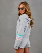 Seloria Striped Sleeve Drawstring Hoodie