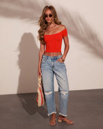 Gigi Off The Shoulder Ribbed Crop Top