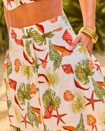 Sea Drift Tropical Print Cotton Maxi Skirt