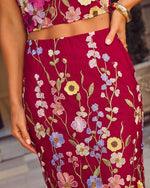 Petal Falls Floral Applique Midi Skirt