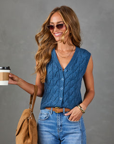 Soft Sunday Cable Knit Sleeveless Sweater Vest