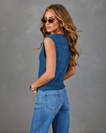 Soft Sunday Cable Knit Sleeveless Sweater Vest