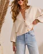 Cream % Comfort Archive Contrast Trim Cardigan-5