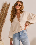 Cream % Comfort Archive Contrast Trim Cardigan-1