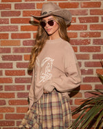 Sand % Soft Stroll Embroidered Horse Sweater-3