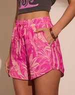 Wishful Bloom Tropical Print Drawstring Shorts