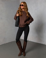 Mocha % Elouise Knit Oversized Pullover Sweater-5