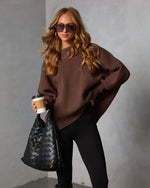 Mocha % Elouise Knit Oversized Pullover Sweater-6