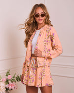 Soft Spoken Letter Floral Bomber Jacket