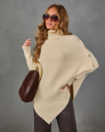 Tender Solace Knit Turtleneck Asymmetric Hem Sweater