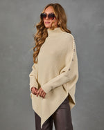 Tender Solace Knit Turtleneck Asymmetric Hem Sweater