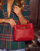 Red % Vita Woven Bow Detail Crossbody Bag-1