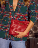 Red % Vita Woven Bow Detail Crossbody Bag-4