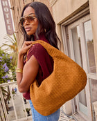 Lucia Woven Faux Suede Knotted Shoulder Bag