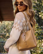 Tan % Sharah Vegan Leather Tote-1