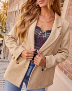 Natasha Faux Suede Double Breasted Blazer