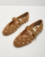Zuri Embellished Faux Suede Flats