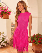 Citrus Serenade Fringe Mini Dress