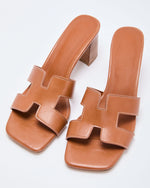 Tan % Vidia H Strap Heeled Mule-2