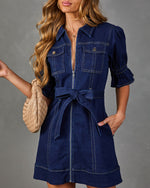 Gessi Denim Waist Tie Mini Dress