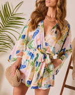 Resort Isle % Palm Canyon Satin Tie Waist Romper-5