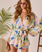 Resort Isle % Palm Canyon Satin Tie Waist Romper-1