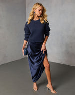 Navy % Frosted Mornings Knit Sweater-6