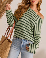 Aquamarine % Pippa Striped Knit Sweater-1