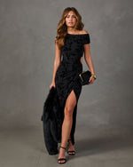 Nikkie Floral Velvet Mesh Cut Out Maxi Dress