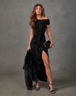 Nikkie Floral Velvet Mesh Cut Out Maxi Dress