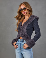 Secret Affair Knit Faux Fur Trim Cardigan