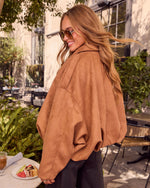 Maple Mornings Suede Bubble Hem Bomber Jacket