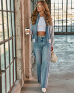 Romanah Rigid Denim Combo Sweatpants