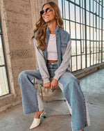 Romanah French Terry Denim Combo Jacket