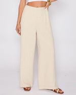 Beige % Brunch Ready Linen Blend High Rise Pants-2