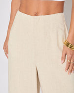 Beige % Brunch Ready Linen Blend High Rise Pants-6