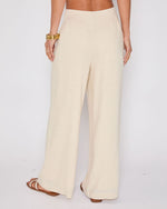 Beige % Brunch Ready Linen Blend High Rise Pants-4
