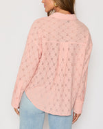 Peach % Amber Eyelet Button Down Top-4