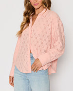 Peach % Amber Eyelet Button Down Top-3